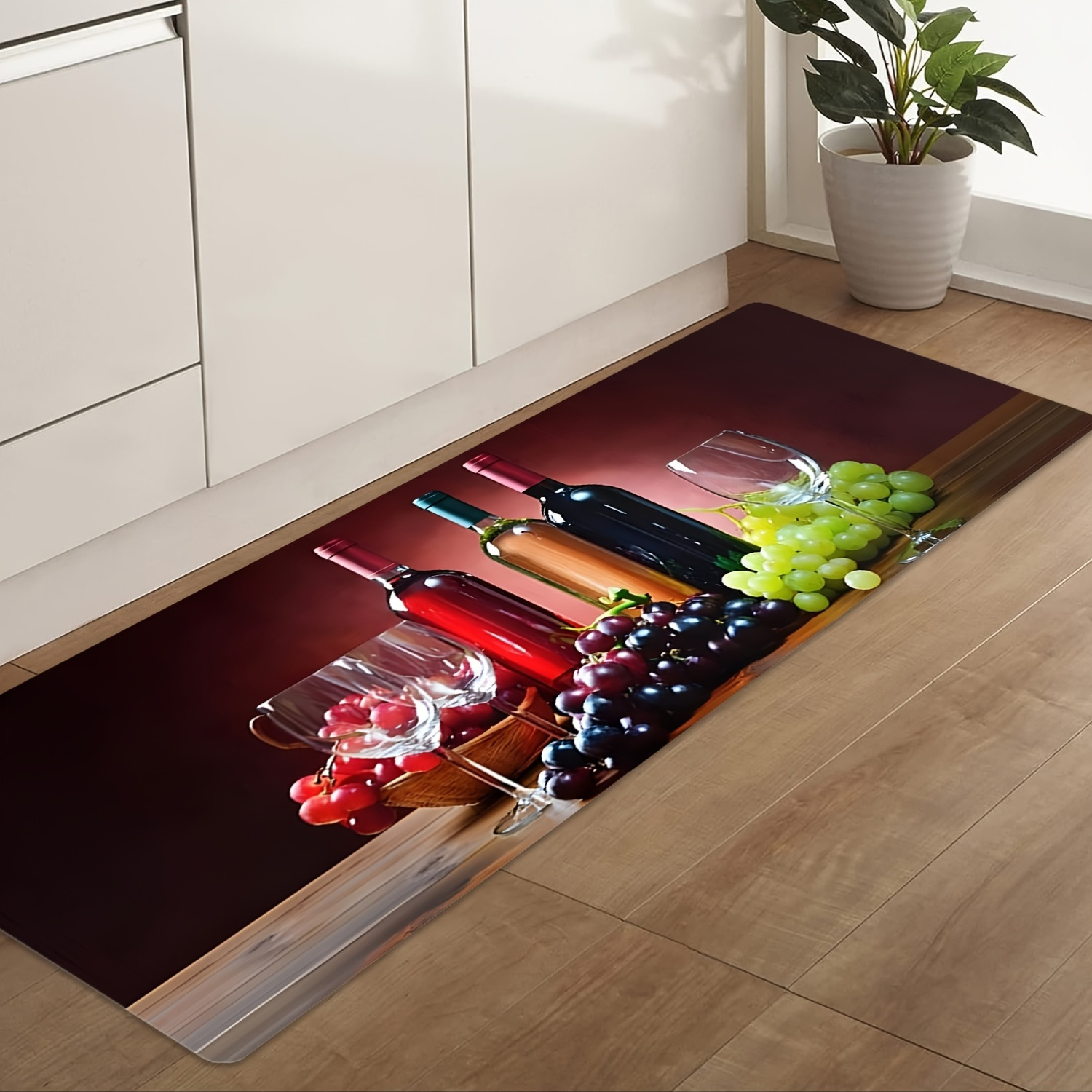 Commercial Printing Supplies Usa - ワイングレーププリントロングランナーラグ吸収性ノンスリップマット廊下寝室キッチン家庭用品用