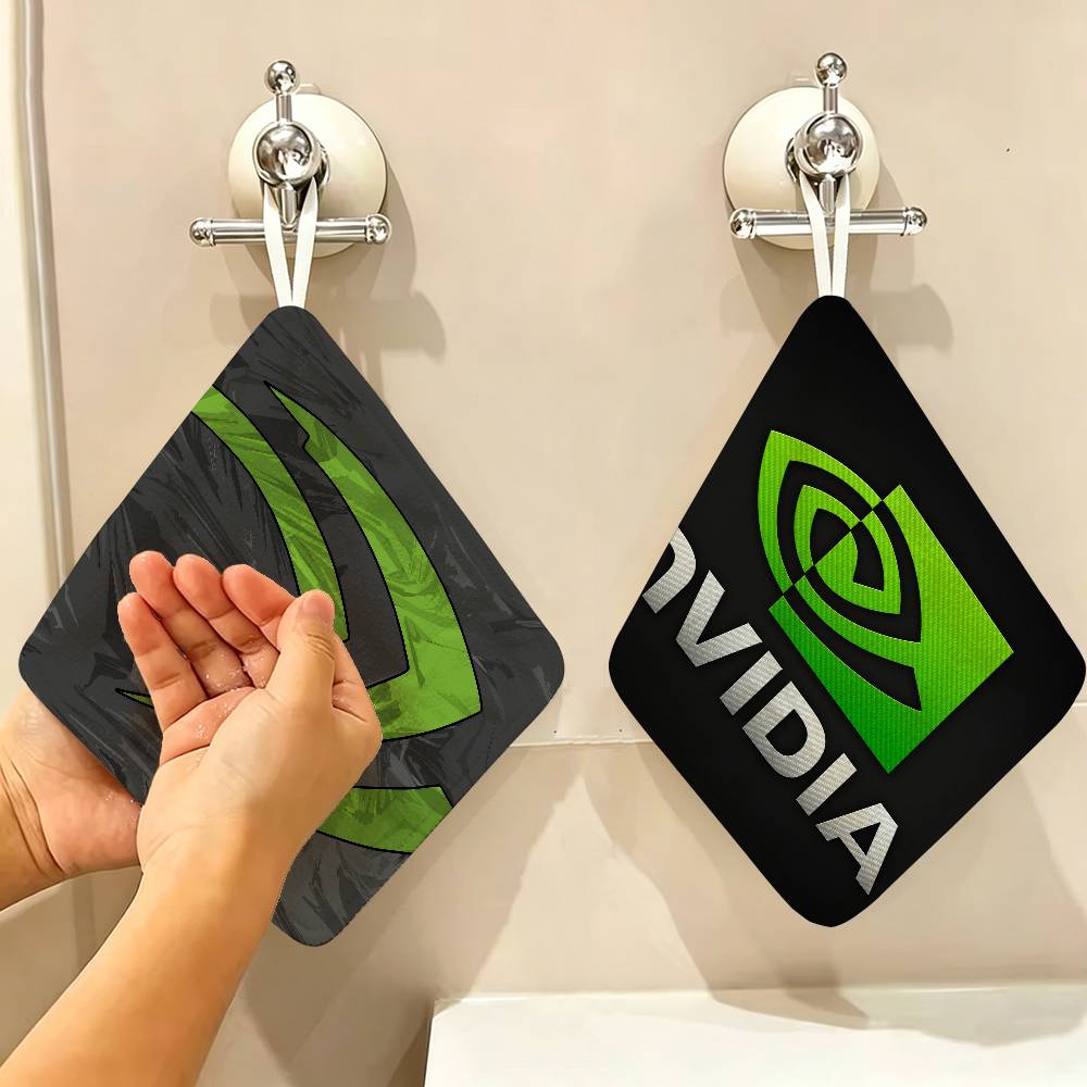 Commercial Printing Logo - 世界的に有名なN-Nvidiaロゴ入りポリエステルコットン製ハンドタオル（吊り下げループ付き）、軽量で家庭用および業務用に最適