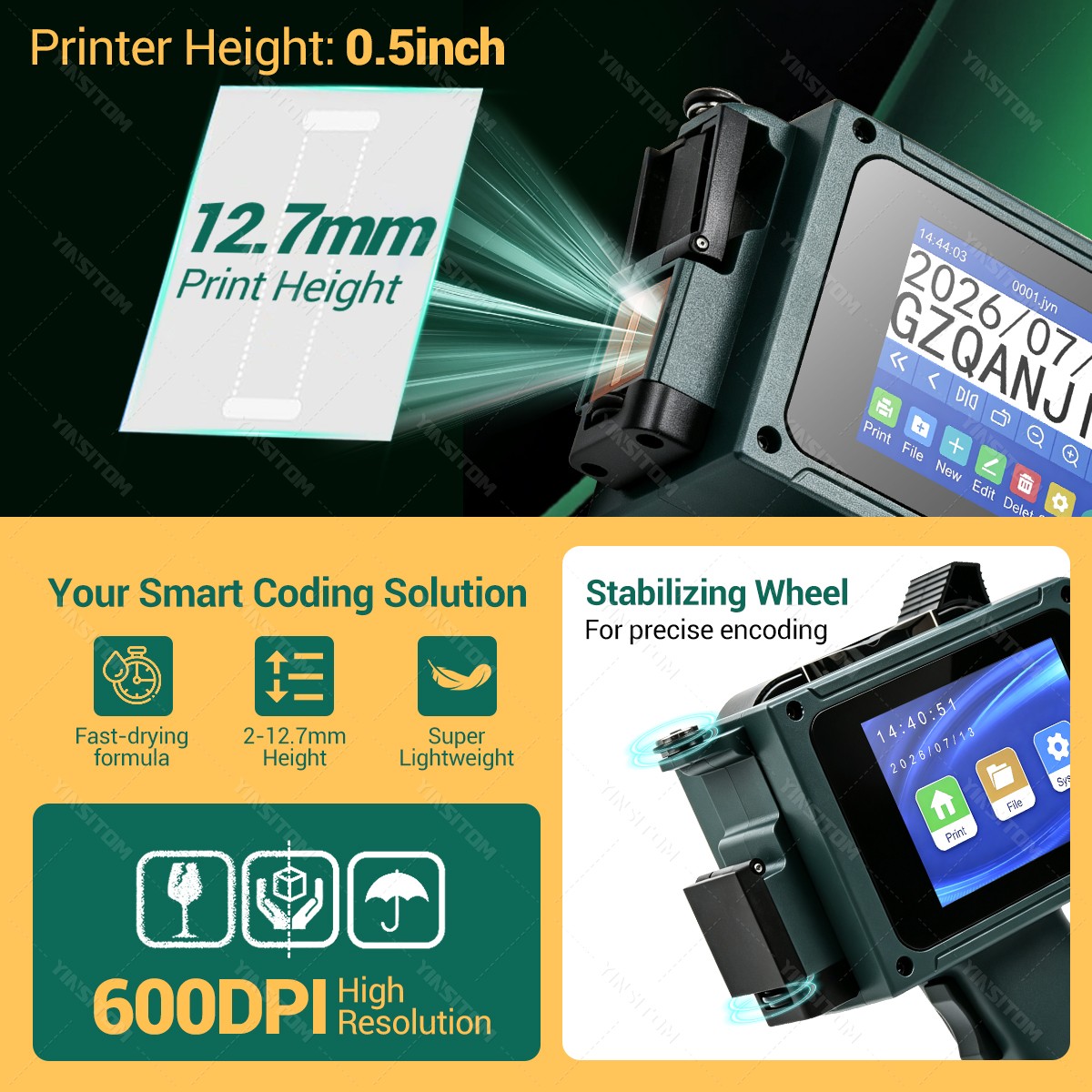 新しくアップグレードされた0.5インチ（12.7mm）インク - Commercial Printing Logo のレビューと価格